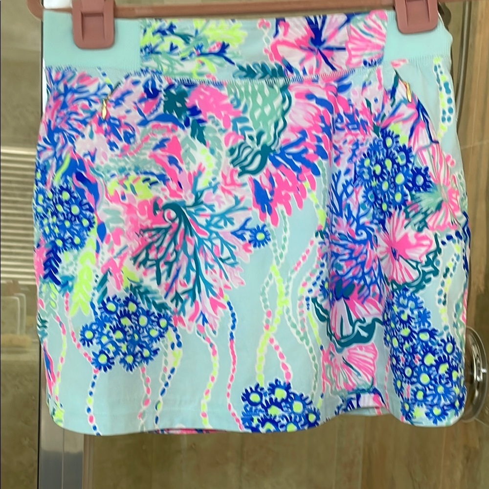 Lilly Pulitzer Pink and Blue Skater Mini Skirt Resort Wear size s